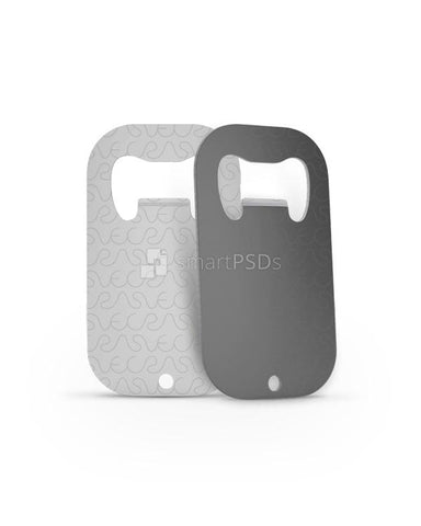 Dog Tag Size Apple Cut Metal Bottle Opener Design Mockup