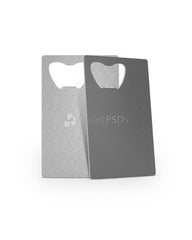 Credit Card Size Apple Cut Metal Bottle Opener Design Mockup