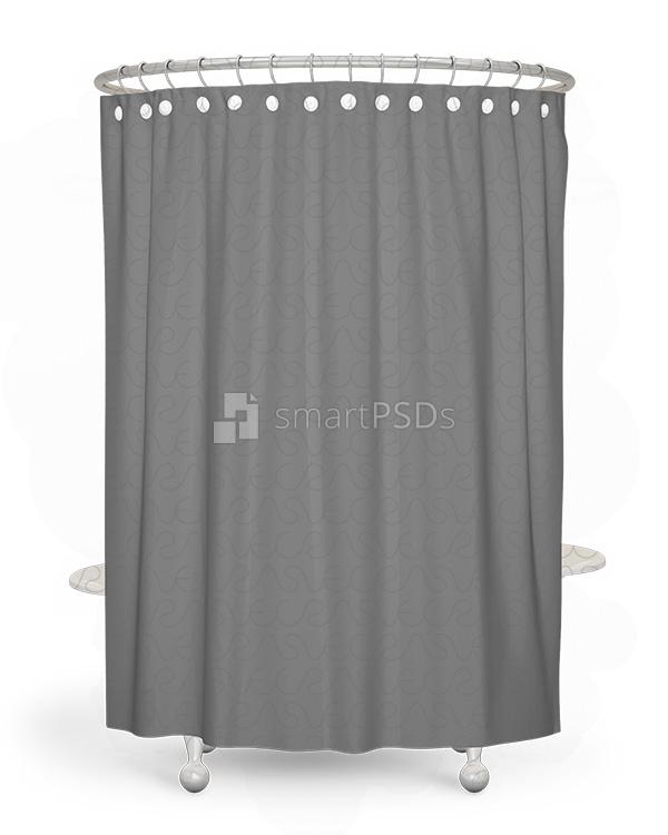 Sublimation Shower Curtain Mockup with Round Steel Rode and Tub