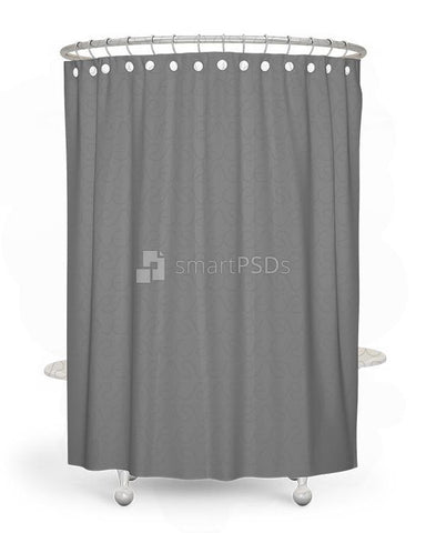 Sublimation Shower Curtain Mockup with Round Steel Rode and Tub