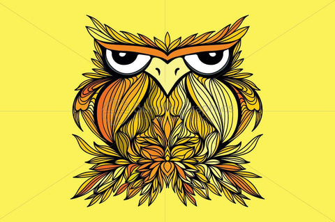 Owl -  Freehand Creative Linear Vector Graphic Artistic Design Composition