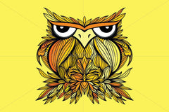 Owl -  Freehand Creative Linear Vector Graphic Artistic Design Composition