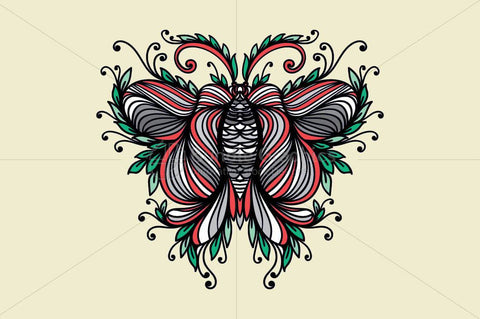 Symmetrical Linear Ornamental Style Butterfly