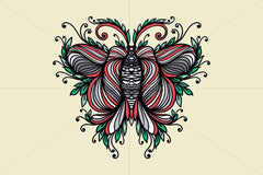 Symmetrical Linear Ornamental Style Butterfly