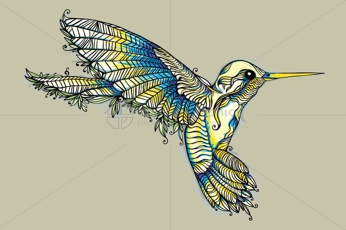 Humming Bird- Creative Linear Graphic