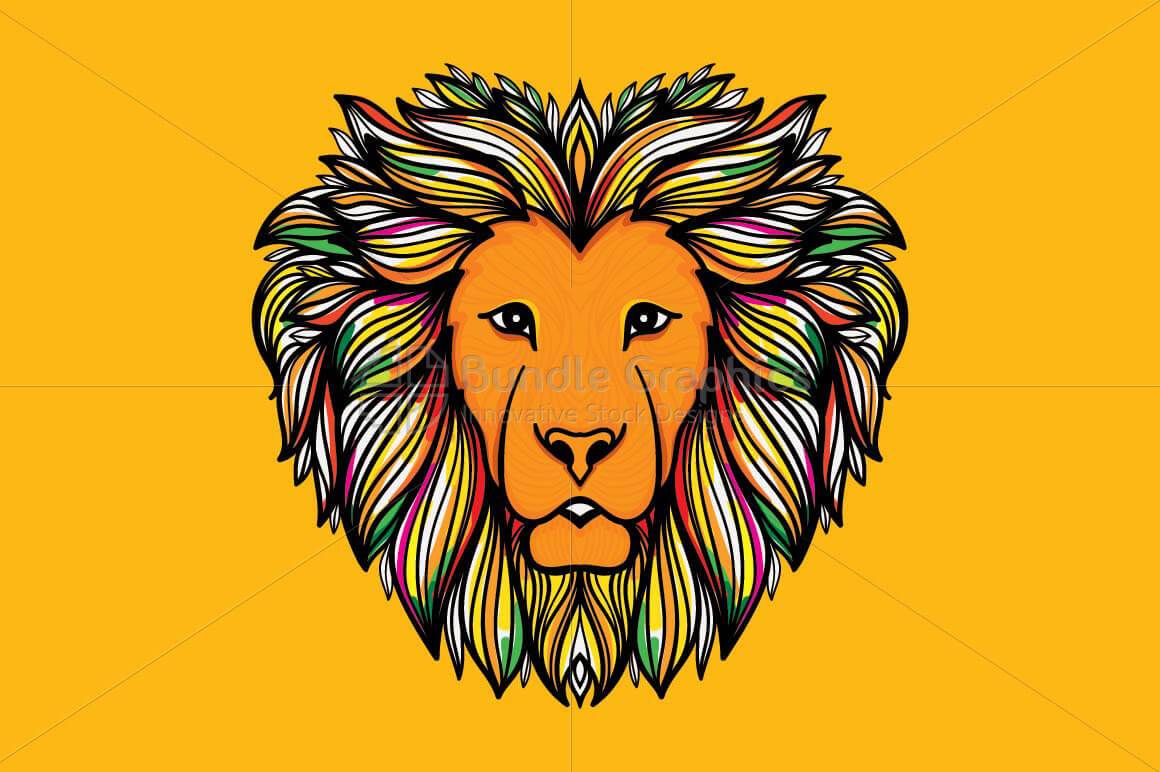 Artistic Mirror Graphics of Wild Animal Lion