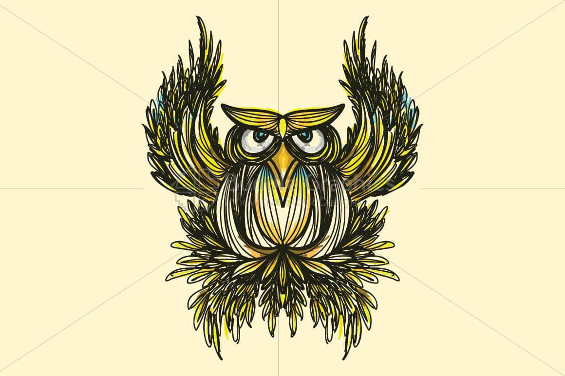 Owl -  Freehand Creative Linear Artistic Composition