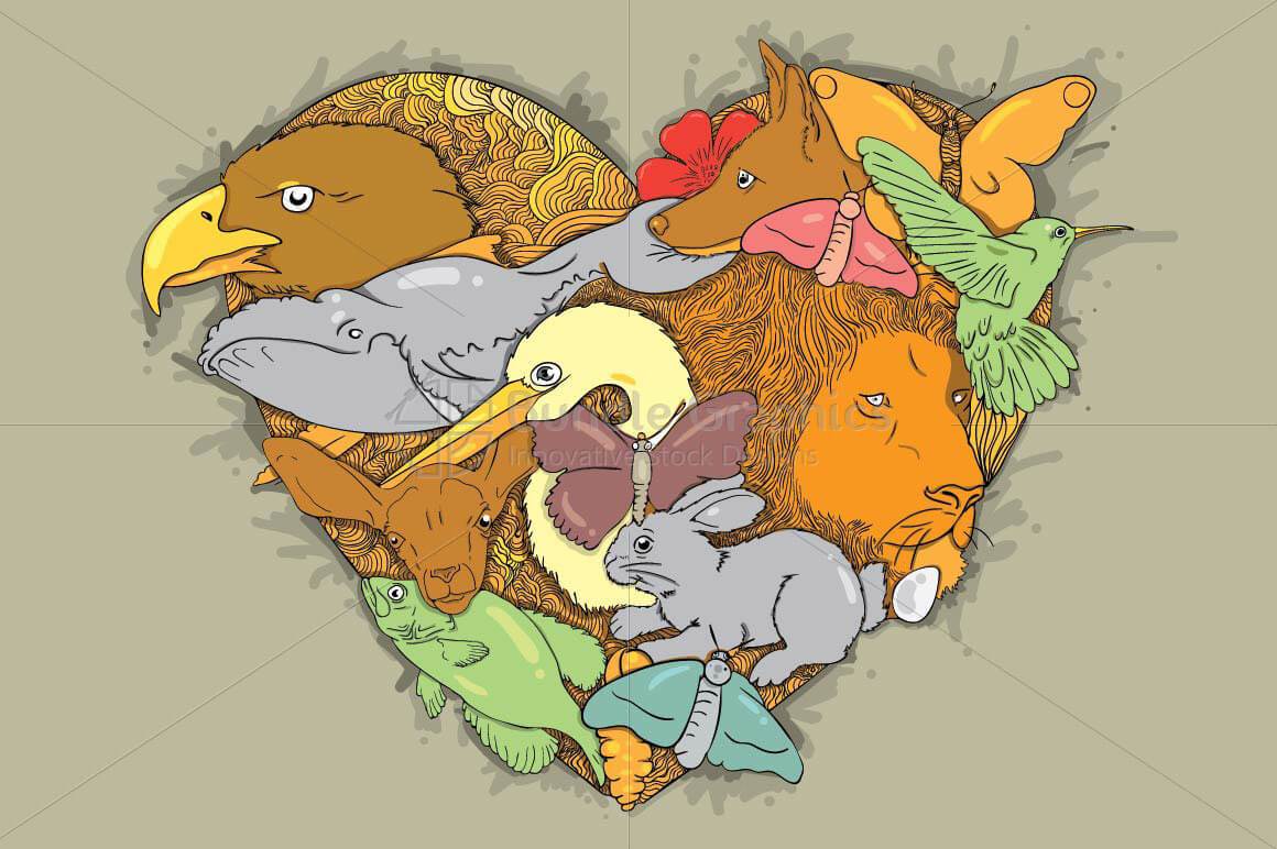 Wildlife Love - Creative Composition of Animals