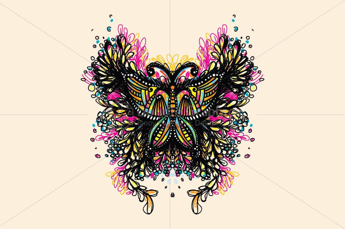 Beautiful Butterfly - Creative Scribble Style Insect