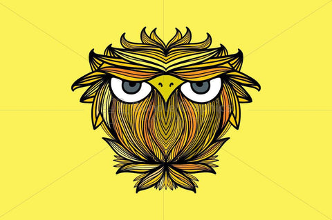 Owl - Freehand Creative Linear Graphic Artistic Composition
