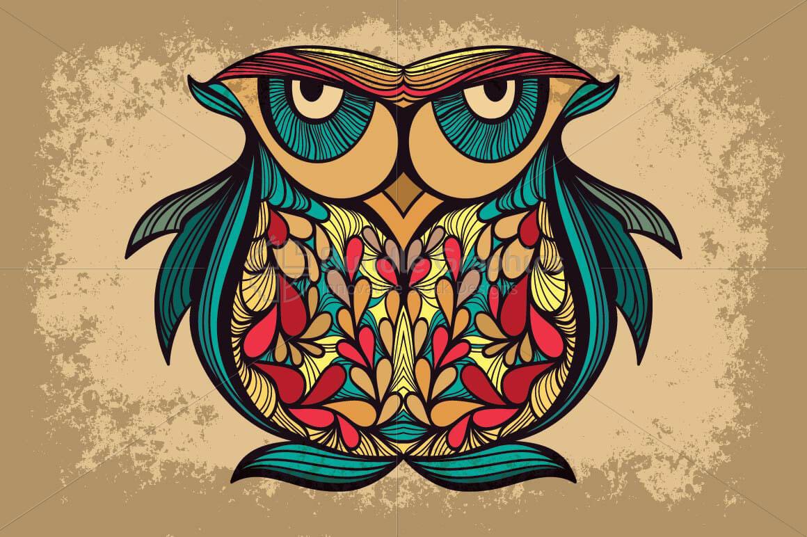 Staring Owl -  Creative Textured Graphics