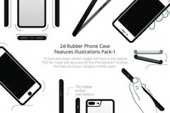 2d Rubber Phone Case Features Illustrations Pack 1