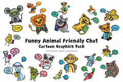 Friends Fun Chat Cartoon Animal Graphic Pack