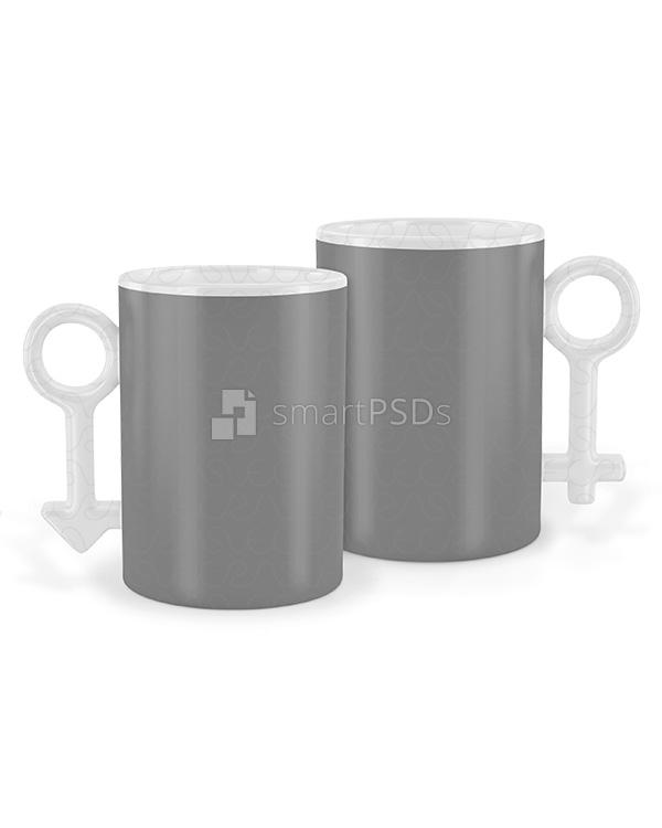 Gender Sign Handle White Ceramic Mug Design Mockup