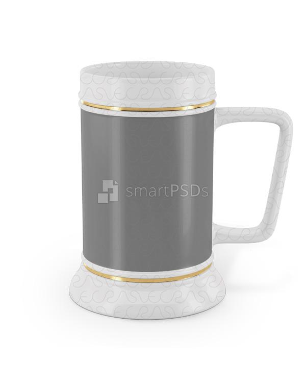 Gold Trim Flared Base Beer Stein Mug Mockup