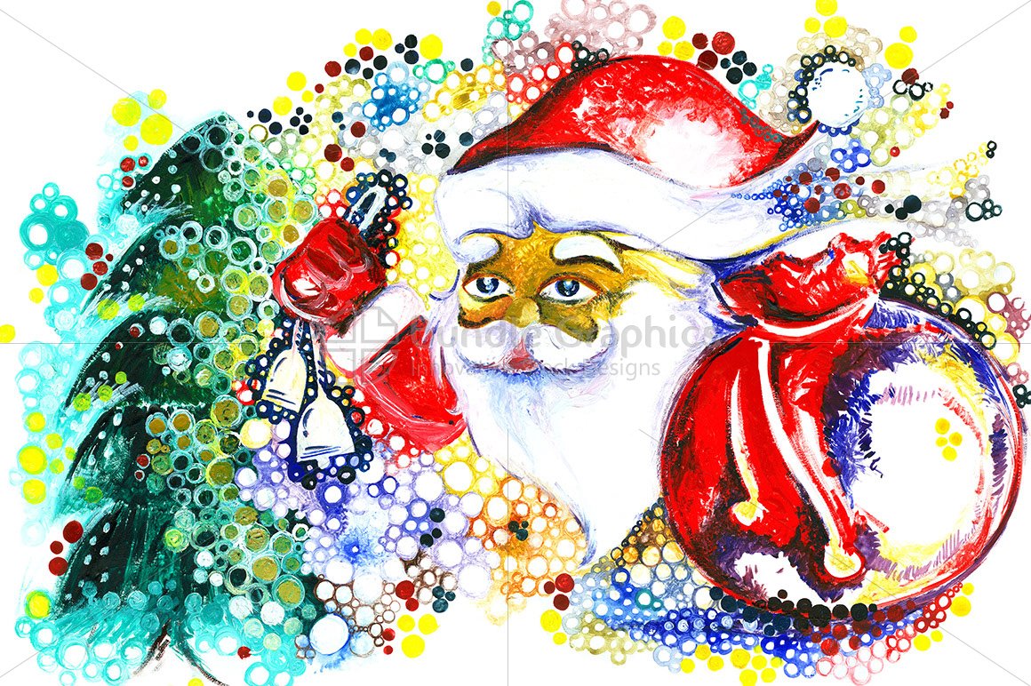 Royalty Free Handmade Abstract Painting of Santa Claus