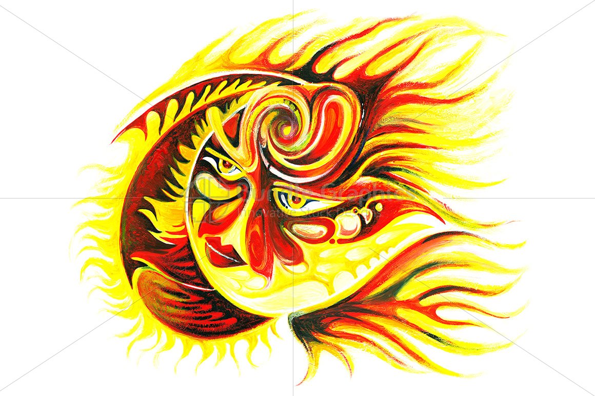 Sun - Abstract Handmade Painting of Diety