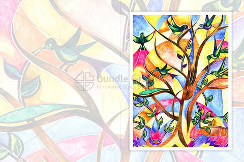 Flora & Fauna - Handmade Painting of Tree and Birds