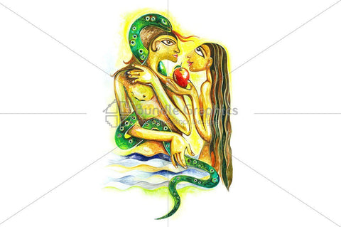 Adam and Eve -Water Color Illustration