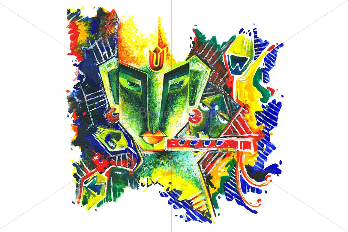 Lord Krishna and Radha - Abstract Painting