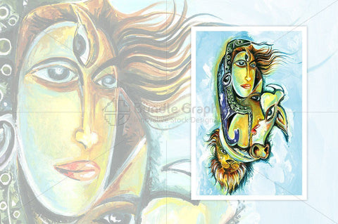 Abstract Painting of Lord Shiv and Goddess Parvati