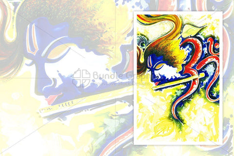 Abstract Painting of Lord Krishna with flute