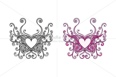 Butterfly Heart Ornamental Design