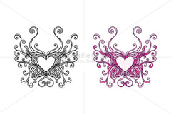 Butterfly Heart Ornamental Design 