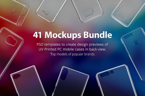 41 Mockups Bundle of UV Printed PC Cases for Phones