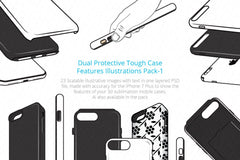 Dual Protective 3D Sublimation Tough Phone Case Feature Illustrations Pack-1