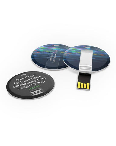 Circular Shape USB Flash Drive Print Design Mockup