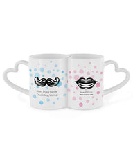Full Heart Shape Handle Couple Coffee Mugs Design Mockup