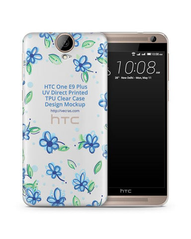 HTC One E9 Plus UV TPU Clear Case Design Mockup 2015 (Front-Back)