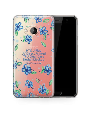 HTC U Play UV TPU Clear Mobile Case Design Mockup