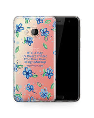HTC U Play UV TPU Clear Mobile Case Design Mockup 
