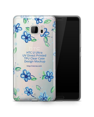 HTC U Ultra UV TPU Clear Mobile Case Design Mockup