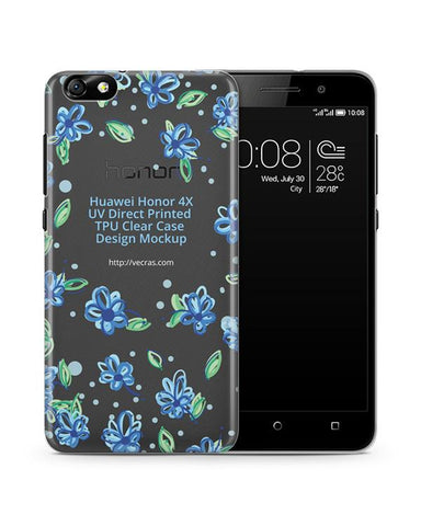 Huawei Honor 4X UV TPU Clear Case Design Mockup 2014 (Front-Back)