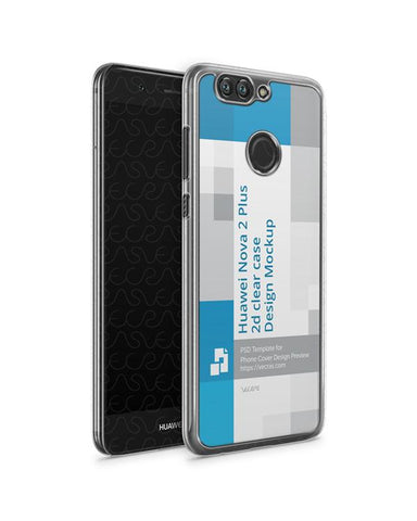 Huawei Nova 2 Plus 2d PC ClearCase Design Mockup 2017 (Front-Back Angled)