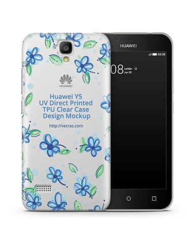 Huawei Y5 UV TPU Clear Case Design Mockup 2017 (Front-Back)
