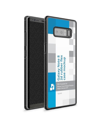 Samsung Galaxy Note 8 2d Rubber Flex Mobile Case Design Mockup 2017 (Front-Back Angled)