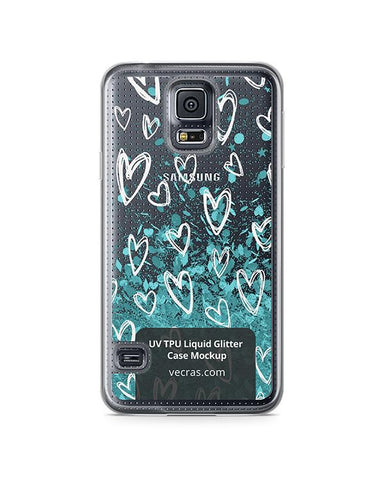 Samsung Galaxy S5 UV TPU Liquid Glitter Case Design Mockup