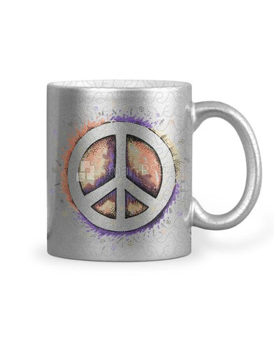 Silver Coffee Mug Sublimation Design Mockup