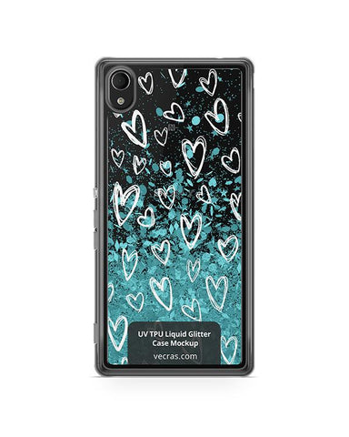 Sony Xperia M4 UV TPU Liquid Glitter Case Design Mockup