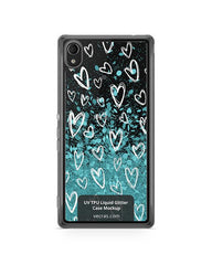Sony Xperia M4 UV TPU Liquid Glitter Case Design Mockup 