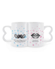 Half Moon Shape Couple Coffee Mugs Design Mockup