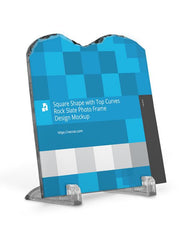Square Shaped Rock Slate Photo Frame Design Mockup
