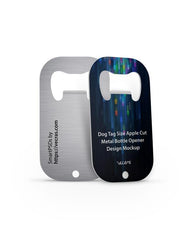 Dog Tag Size Apple Cut Metal Bottle Opener Design Mockup