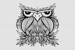 Owl -  Freehand Creative Linear Vector Graphic Artistic Design Composition