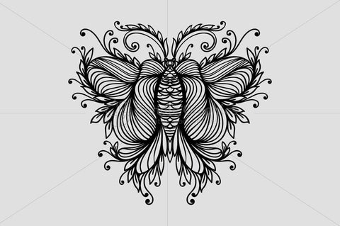 Symmetrical Linear Ornamental Style Butterfly