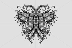 Symmetrical Linear Ornamental Style Butterfly